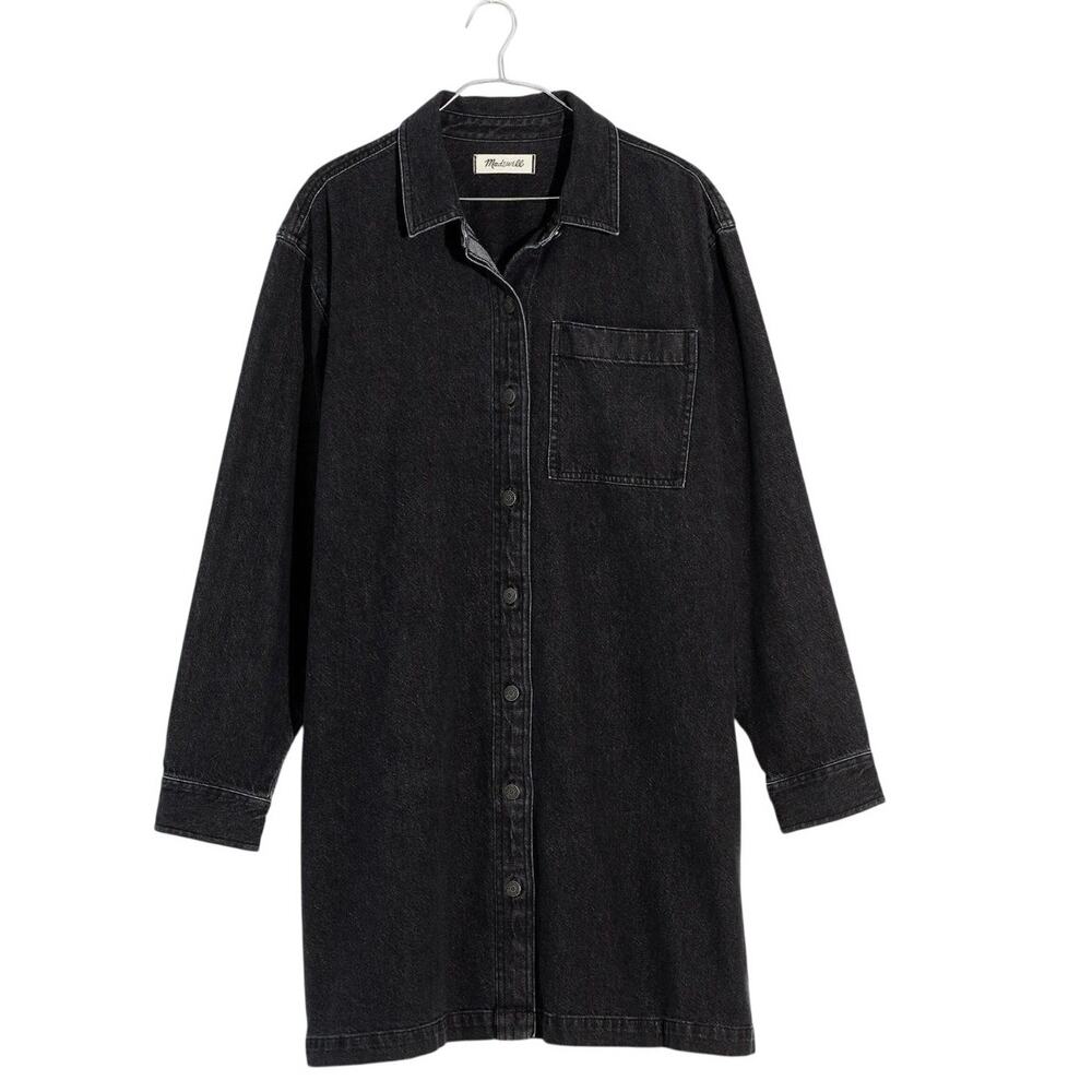 Madewell Oversized Denim Shirtdress XS Black Long Sleeve